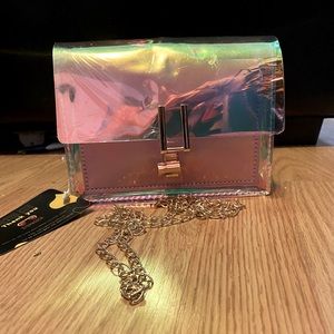 Lucite mini bag sturdy slightly see through chain cross body